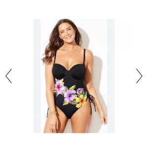 Swimsuits For All Black Floral Women's One Piece